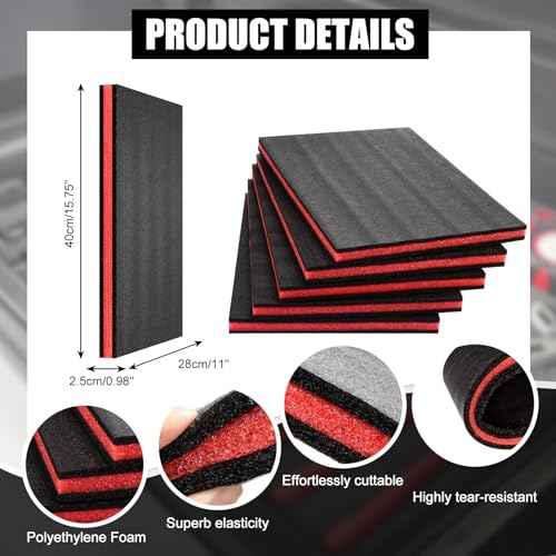 5 pcs Tool Box Foam 17.3x12x1 inch Tool Inserts for Cases Foam Sheets Box Organizer for Toolbox Cabinet Chest Drawer Storage Craft