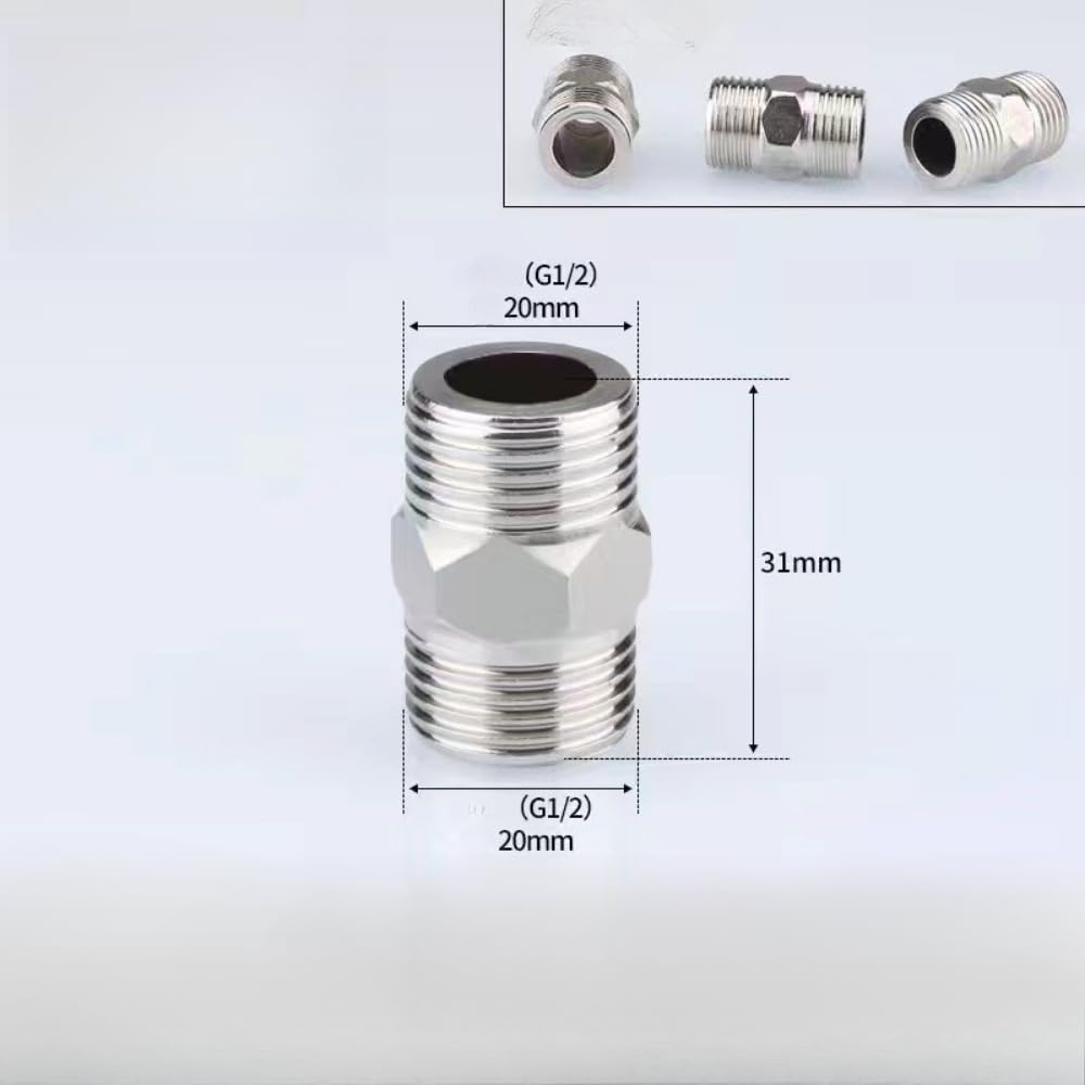 2PCS Shower Hose Extension Connector, Male NPT 1/2 to Male NPT 1/2 Shower Hose Extender Fitting Extra Long Joint, Used to Connect Two Hoses