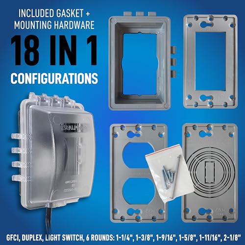 Sealproof 1-Gang Weatherproof Exterior Outlet Cover & Box Kit - Lockable, Horizontal/Vertical Use