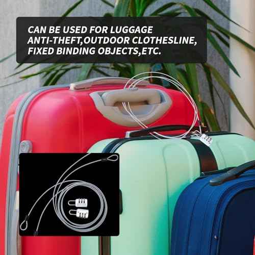 Cable Lock Double Loops 6.6Ft Long Silver Security Cables with Lock, Bike Locks Cables 2.5mm Braided Steel Coated Safety Cable Wire for Luggage,Outdoor, Clothesline (2 Pack)