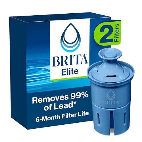 Brita Filter Replacements for Water Pitchers and Dispensers, Elite, NSF Certified to Remove 99% of Lead, 2 Count, Blue