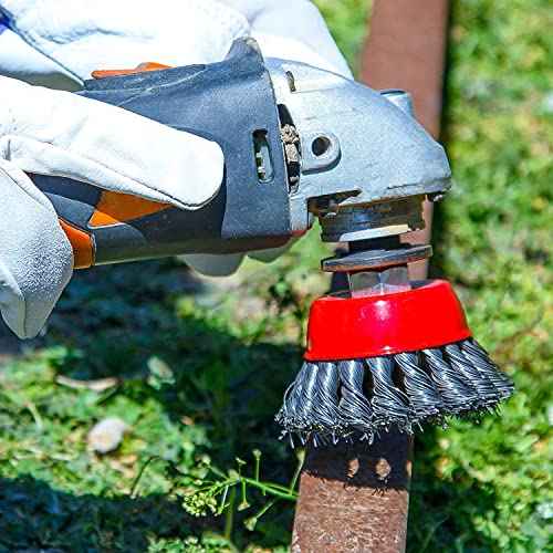 3 Pack Wire Wheel Brush for Angle Grinder, 4 Inch Angle Grinder Wire Wheel, Wire Wheels for 4 1/2 Angle Grinder -5/8 Inch Threaded Arbor ,0.02 Inch Carbon Steel Wire Brush for Angle Grinder