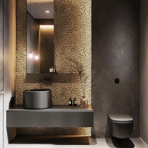 JiffDiff Leopard Print Peel & Stick Wallpaper - Black/Gold, 17.3" x 120"