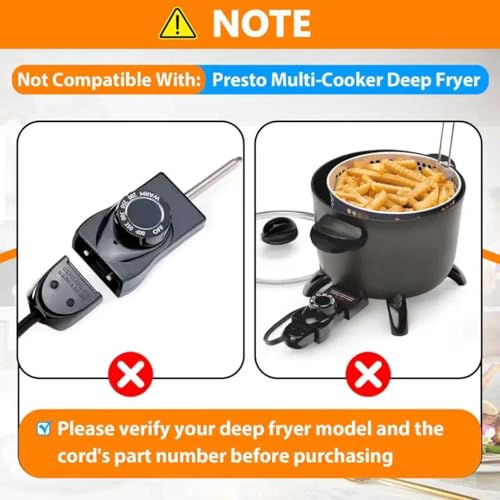 Kamrexi 09982 Deep Fryer Magnetic Power Cord for Presto FryDaddy Models