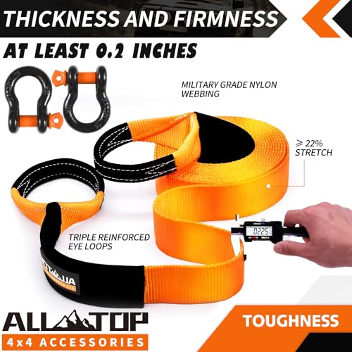 ALL-TOP Heavy Duty Tow Strap Kit 3x20ft (35,000lbs) with Shackles & Storage Bag