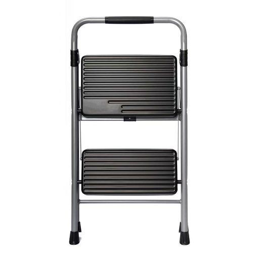 Foldable 2-Step Ladder,Steel Large Platform for Adults,Portable Small Folding Step Stool with Handle and Wide Anti-Slip Pedal,Safety Design for Home & Work & Indoor &Outdoor & Kitchen