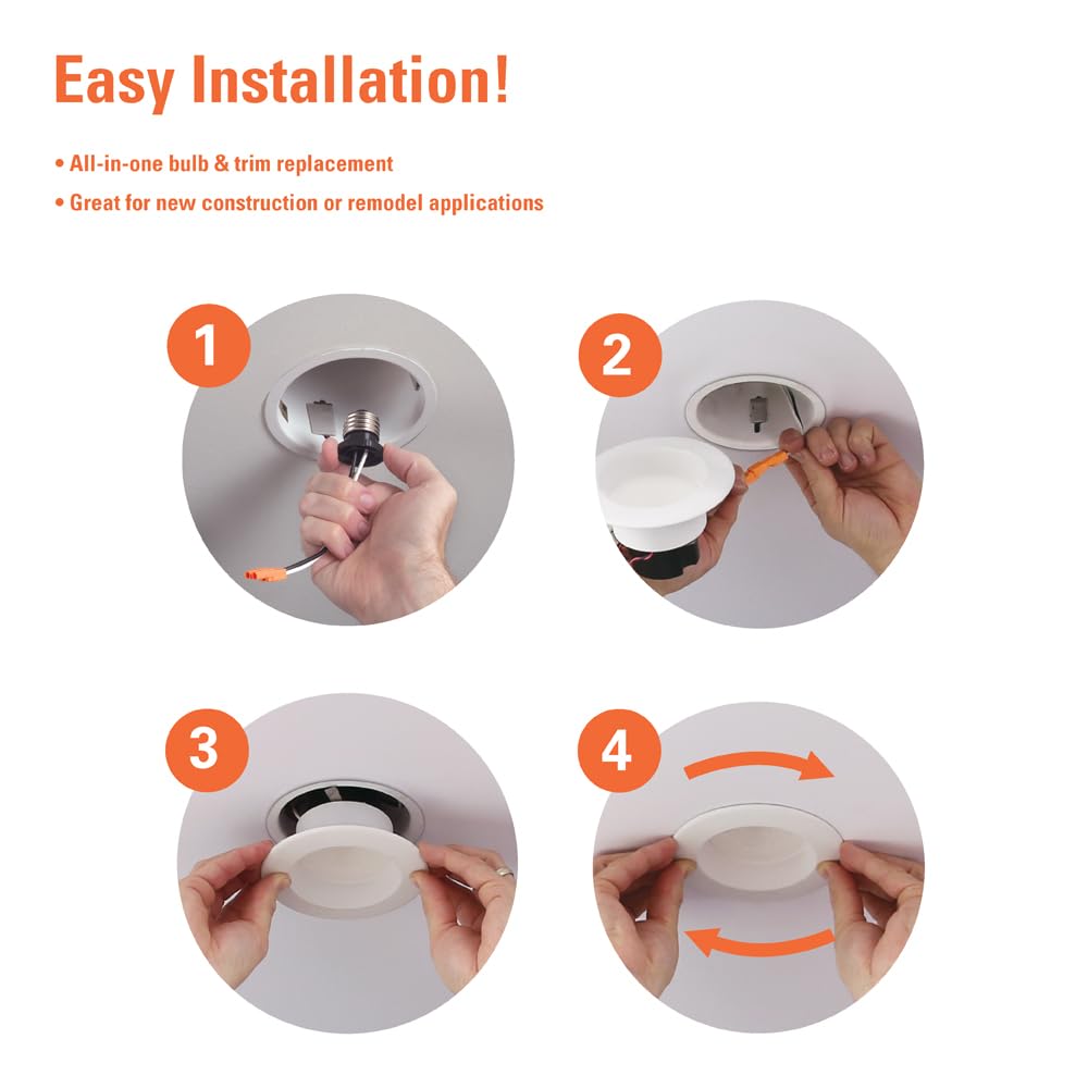HALO LT 4 Inch Recessed Light Trim, 5 Color Temperatures, Dimmable Baffle Can Light -LT4069FS1EWHR6PK