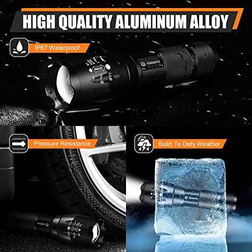 Esgofo LED Flashlights 2 Pack Bright Powerful EDC Handheld Flash Lights, High Lumens Pocket Linterna, 5 Modes, Waterproof, for Gift Survival Emergency Camping