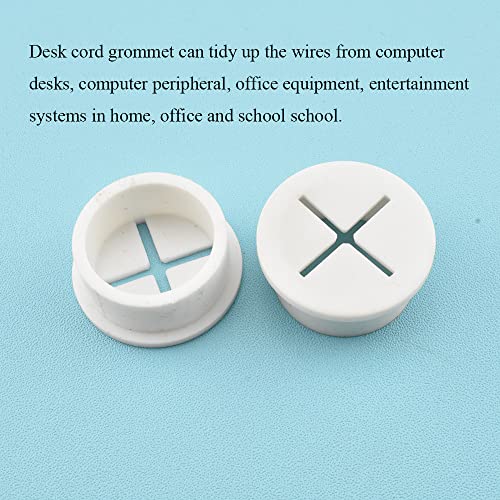 White Rubber Desk Grommet 1 Inch (25mm) Pack of 4 - Flexible Cable Hole Cover for Office & Home