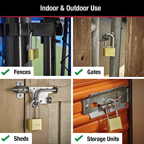 Master Lock Combination Padlock 175DLH Outdoor Brass Long Shackle 4 Digit