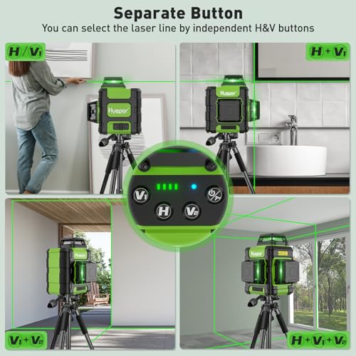 Huepar 3D Green Laser Level 360 Self-Leveling Cross Line Laser with Magnetic Bracket