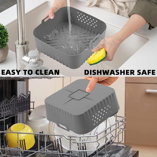 LYHOLKEER 2-Pack Silicone Air Fryer Liners for 5-8QT COSORI Ninja Instant Pot Vortex Plus