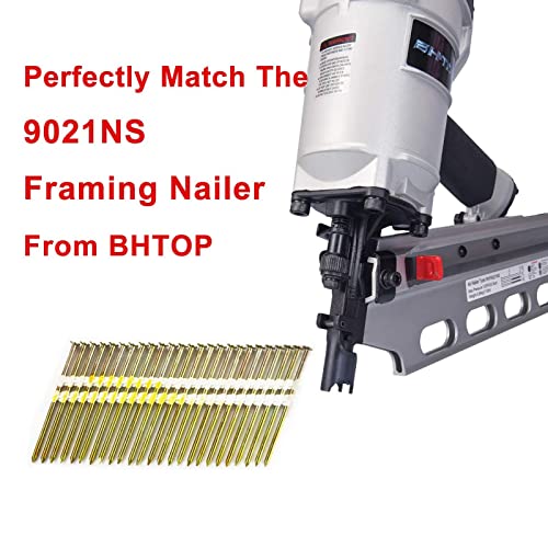 BHTOP 3 Inch Framing Nails 21 Degree EG Plastic Collated Nails 500 Count - For Framing Nailer
