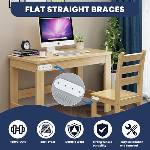 Alise 4 Pcs 100x38mm White Flat Mending Plates for Wood Furniture Repair