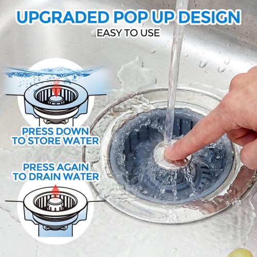 ZAa 3-in-1 Silver Kitchen Sink Drain Strainer Stopper with Removable Basket