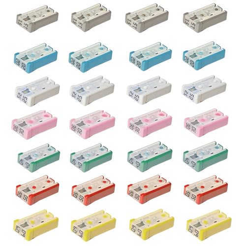 Multicolor 28 Pcs Automotive Cartridge Fuse Kit 15A-60A, Safety Electrical