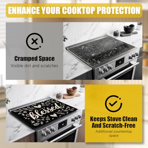 Blessed 28x20 in Glass Top Stove Cover Protector (Variation: Blessed) – Heat-Resistant Rubber Cooktop Pad