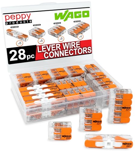 Peppy Products 28pc WAGO 221 Lever Nuts Wire Connector Kit - Compact Assortment