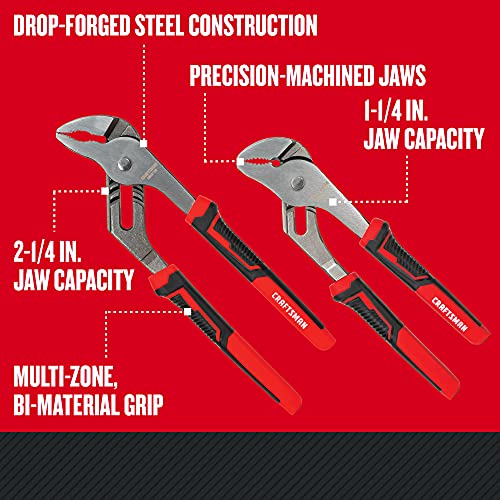 Craftsman 2-Piece Groove Joint Pliers Set, 8 & 10 Inch - Drop-Forged Steel, Multi-Zone Grips