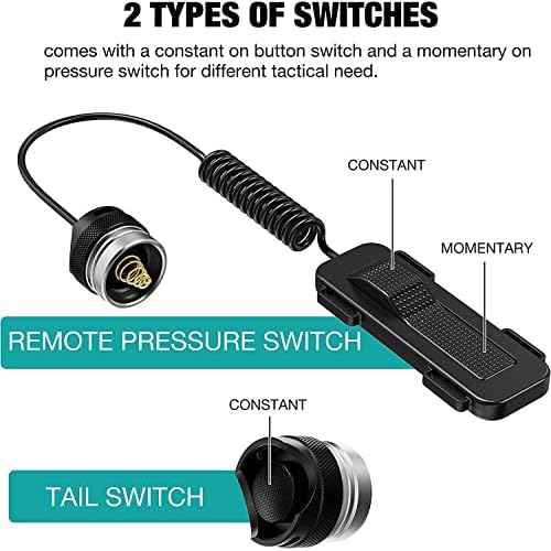 Light Laser Combo for Rifle Tactical Rifle Flashlight with Pressure Switch - 1250 Lumens IPX66 Protection, Rail Mounted Light for Outdoor Use