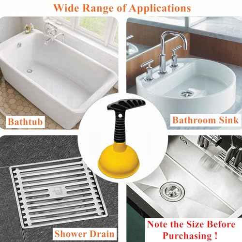 Sink Plunger, Easy to use Mini Plunger with Short Handle, Powerful Plunger Unclogging Tool for Kitchen Sink, Shower, Bathroom Drains, Bath, Yellow