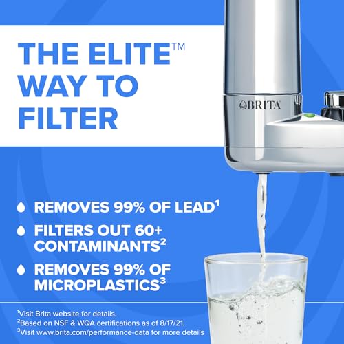 Brita Elite Chrome Faucet Water Filter System with 2 Filters & Spray Options - Fits Standard Faucets