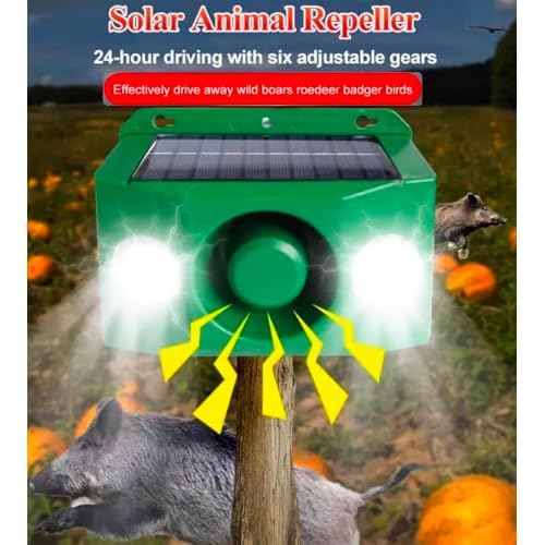 Beast Repellent Solar Warning Lights with Loud Volume, SolarWarningLights 5 Modes with Loud Volume, Solar Lights Outdoor with Alarm for Orchard Farm Barn Yard