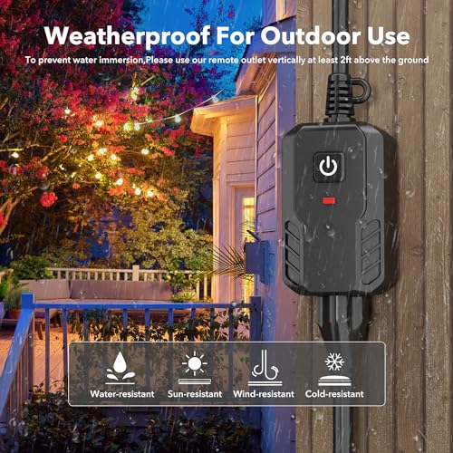 BN-LINK Wireless Outdoor Indoor Remote Control Outlet Switch 1 Pack