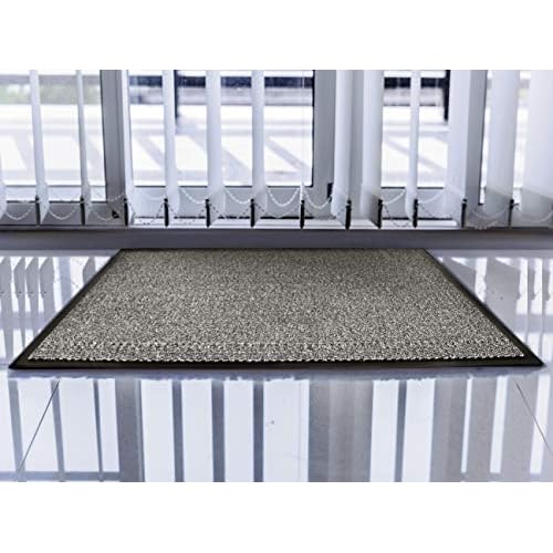 ULTRALUX Indoor Door Mat 31" x 47" Non-Slip Vinyl Backed Entry Rug Doormat, Gray Absorbent Dirt Trapper Entrance Mat, Front Door Welcome Mat, Inside Entry Rug