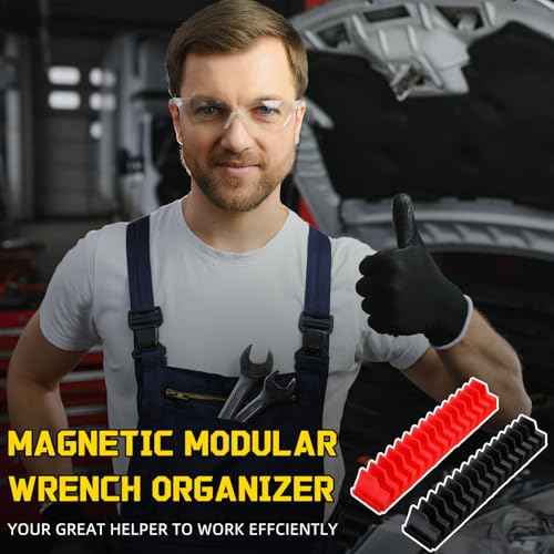 36 Pcs Modular Wrench Organizer Holder 2 Sets Magnetic Wrench Organizers Storage Magnetic Modular Tool Racks for Tool Box Drawer Organization Storage Gift for Father Brother(Red&black)