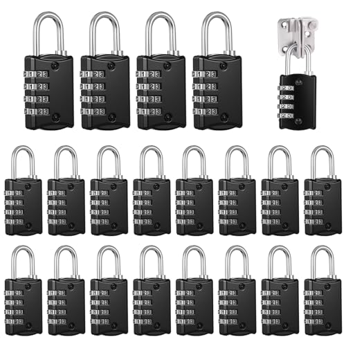 20 Pcs 4 Digit Combination Lock - Black Locker Locks Small Combo Padlock, Outdoor Combination Lock Weatherproof Resettable Padlocks for Lockers Door, House, Gym, Toolbox, Gate, Fence