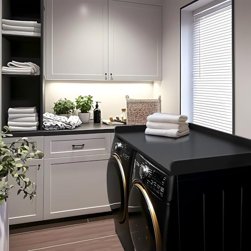 Kaboon Black Countertop for Washer Dryer | 27.5 x 54 Inches Laundry Surface with Edge Rails