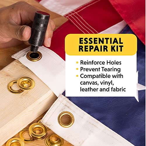 1/2-Inch Grommet Tool Kit with 12 Brass Grommets - Repair & Reinforce Tarps, Canopies, Fabric