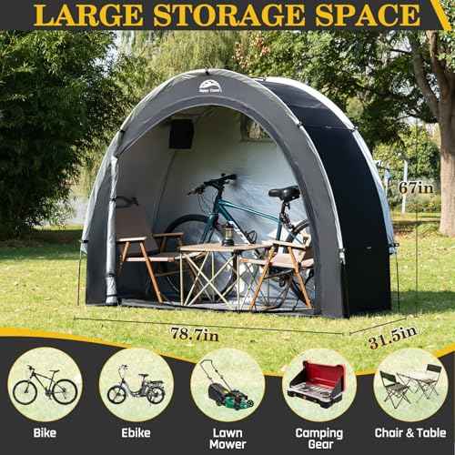 Happy Travel Bike Storage Shed Tent,Outdoor Portable Bicycle Storage Sheds with 210D Oxford Fabric PU4000 Waterproof for 2/3/4/6/8 Bikes,Bike Covers Shelter for Motorcycle,Garden Tools,Toys,Lawn Mower