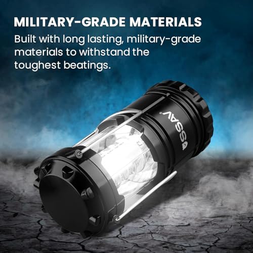 SSAV 3-Pack Black Battery Powered LED Camping Lanterns - Collapsible & Portable