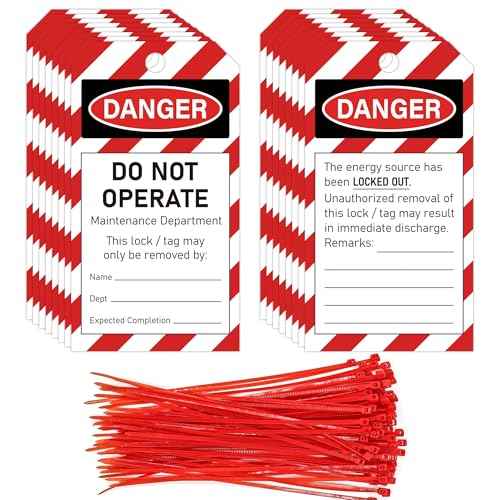 50PCS Lockout Tagout Tags Do not Operate Equipment Labels with 50 Zip Ties OSHA Compliant for Out of Service Machine Maintenance