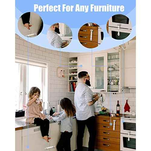 Fridge Locks,Refrigerator Door Lock,Child Proof Safety Cabinet Lock with Strong 3M Adhesives,Fridge Locks for Kids,Adjustable Strap Multi-Purpose for Cabinet,Drawers,Freezer,Oven (4 Count (Pack of 1))