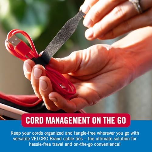 VELCRO Brand Reusable Cable Ties 6-inch Black, 100 Pack - Cord Management