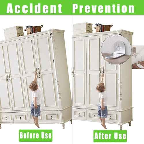 Furniture Anchors Small Aesthetic Earthquake Straps for Furniture Dresser Wall Anti-Tip Furniture Safety Anchor to Childproof and Babyproof Your Home Holds Up to 500 Pound 4pcs Bracket