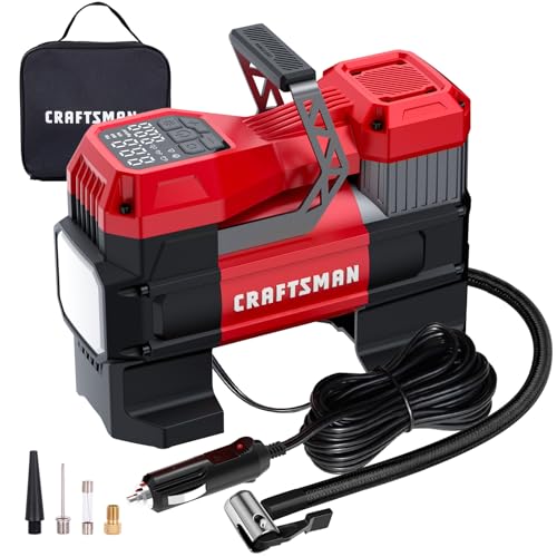 CRAFTSMAN 12V Portable Tire Inflator with Digital Pressure Gauge & Auto Shut-Off