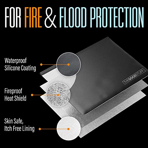 Fireproof Cash Bag (10x13 Inch) - Water-Resistant Fire Safe Money Pouch - The Good Stuff