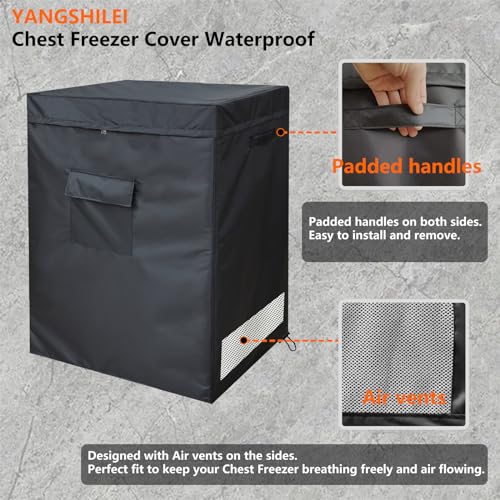 YANGSHILEI 38W×23D×34H Chest Freezer Cover 7.0 Cu Ft Outdoor Weatherproof
