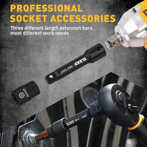 4-Piece 1/4" Drive Socket Extension Bar Set, 2, 4, 6 inch Professional Extension Set, 1/4 Inch Drive Universal Joint Socket, Premium Cr-V Steel Sockets Wrench Extender