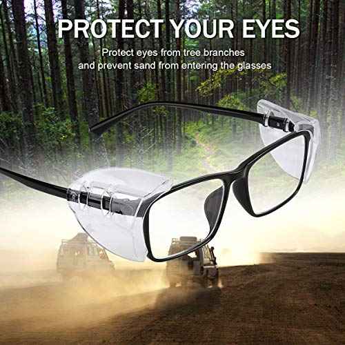 MELASA Safety Glasses Side Shields for Prescription Glasses, Slip on Clear Eye Glasses, Fits Small to Large Eyeglasses