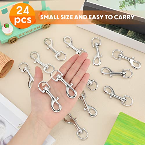 Therwen 24 Pcs Heavy Duty Stainless Steel Swivel Snap Hooks 70mm Silvery White