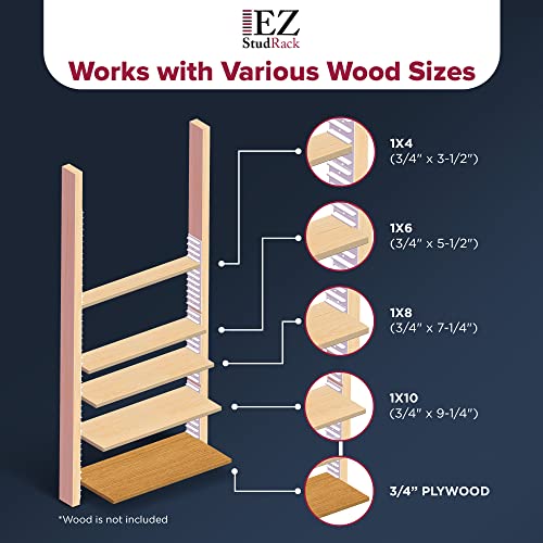 White EZStudRack Adjustable Shelf Brackets 8-Pack - Custom-Fit Wall Shelving