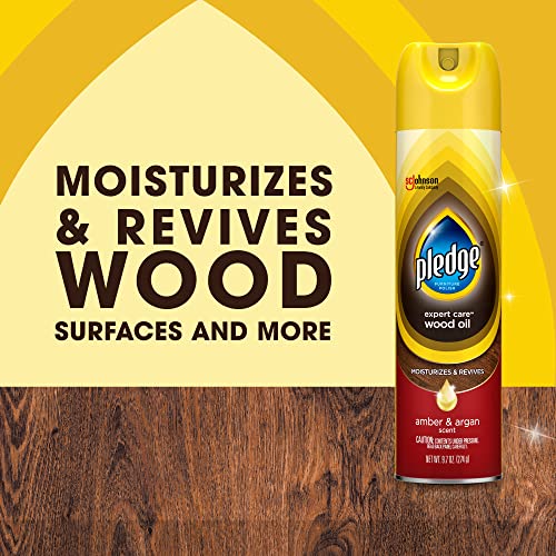 Pledge Moisturizing Wood Oil Spray 9.7 oz - Amber & Argan, Pack of 3