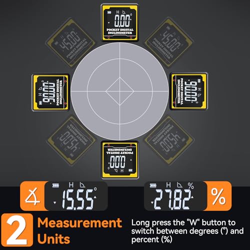 Preciva Magnetic Digital Angle Finder 4-Sided Inclinometer with Backlit LCD, USB-C, IP54