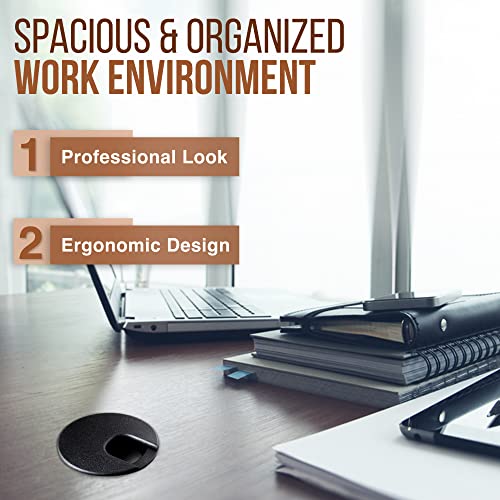MAHDPRO 2 Inch Black Cable Grommet Pack of 5 - Desk Wire Hole Covers for Office & Computer Tables