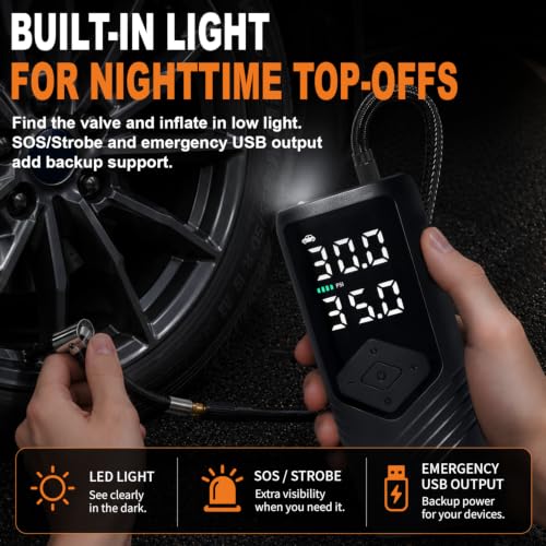 Portable Car Tire Inflator Air Compressor 150 PSI with Digital Gauge